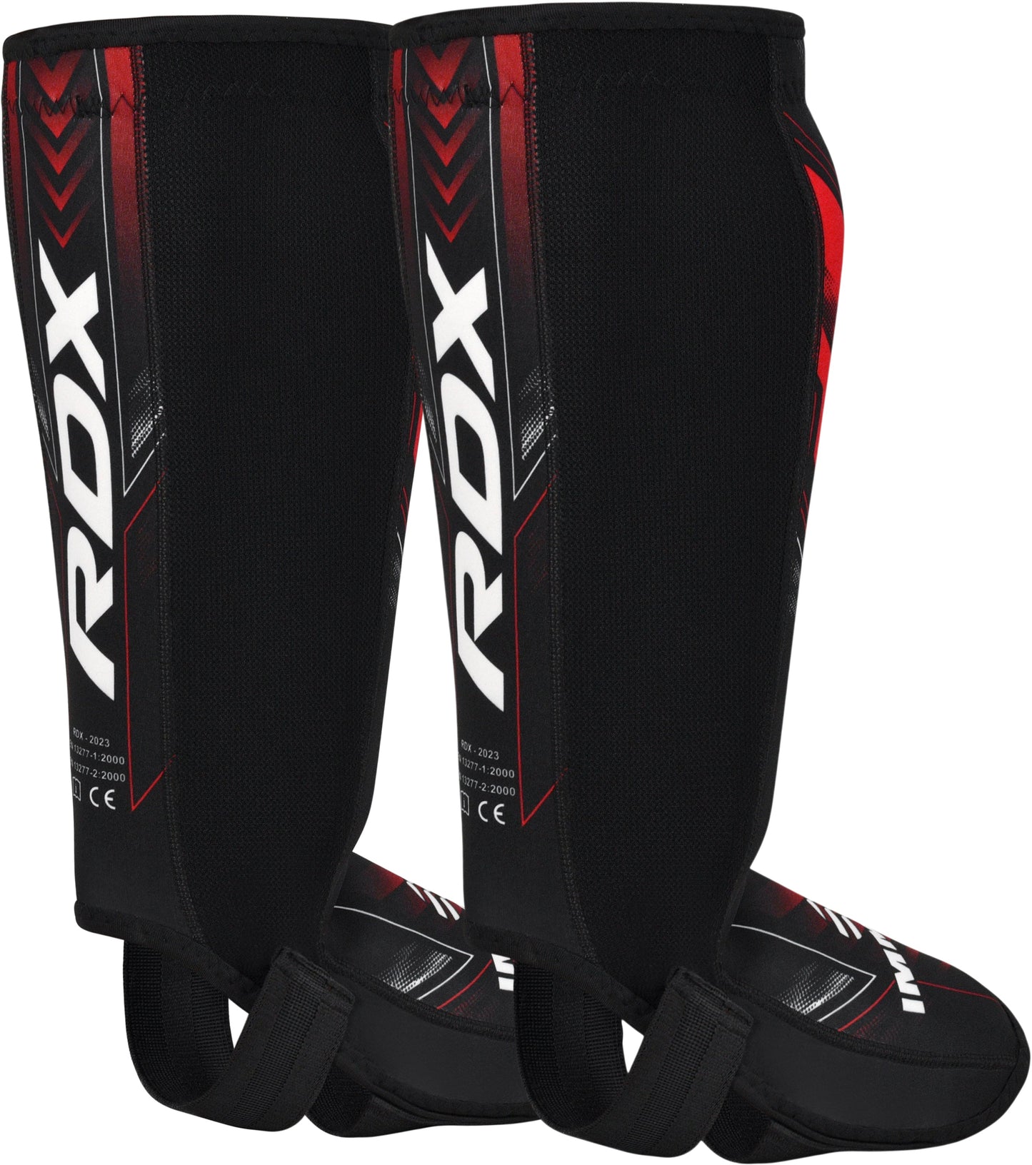 RDX IMMAF Approved Neoprene Shin Instep Guards Red